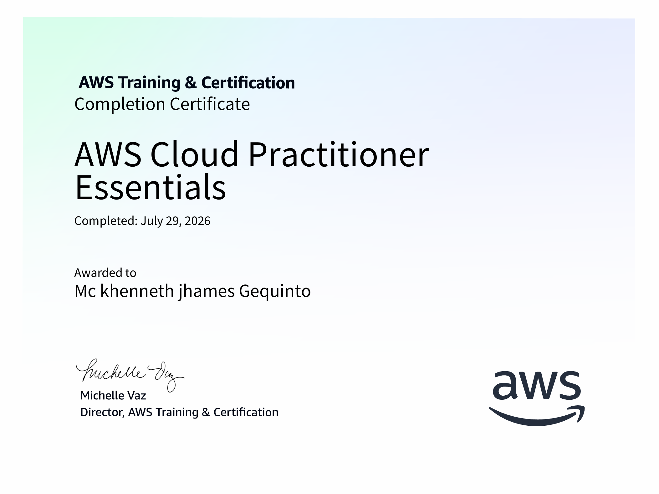 AWS Cloud Practitioner certificate